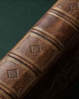 Lombada de um livro antigo em couro, com douração